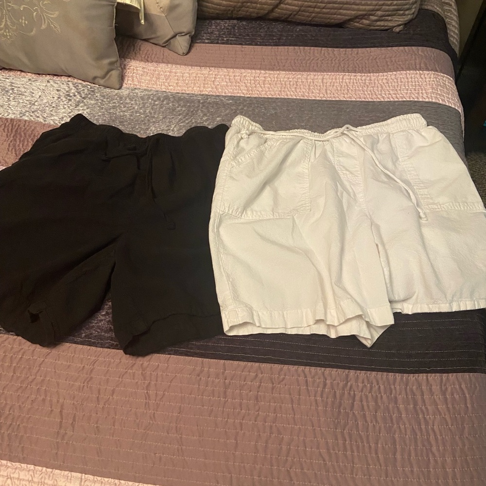 Basic Editions large White Cargo Shorts & Erika medium black shorts